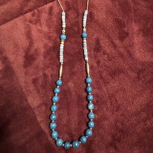Vintage Hand Made Silver and Blue Coral Bead Necklace